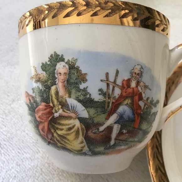 Vintage W.S. George Warranted 22 Karat Gold Ardalt Demitasse Half Cup Saucer - Picture 3 of 15